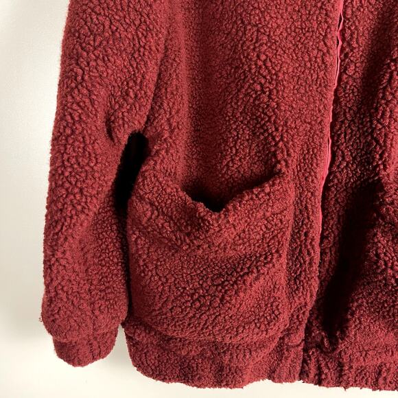 I.AM.GIA Pixie Teddy Jacket Burgundy Red Size XS Full Zip Oversized Revolve - Picture 10 of 14